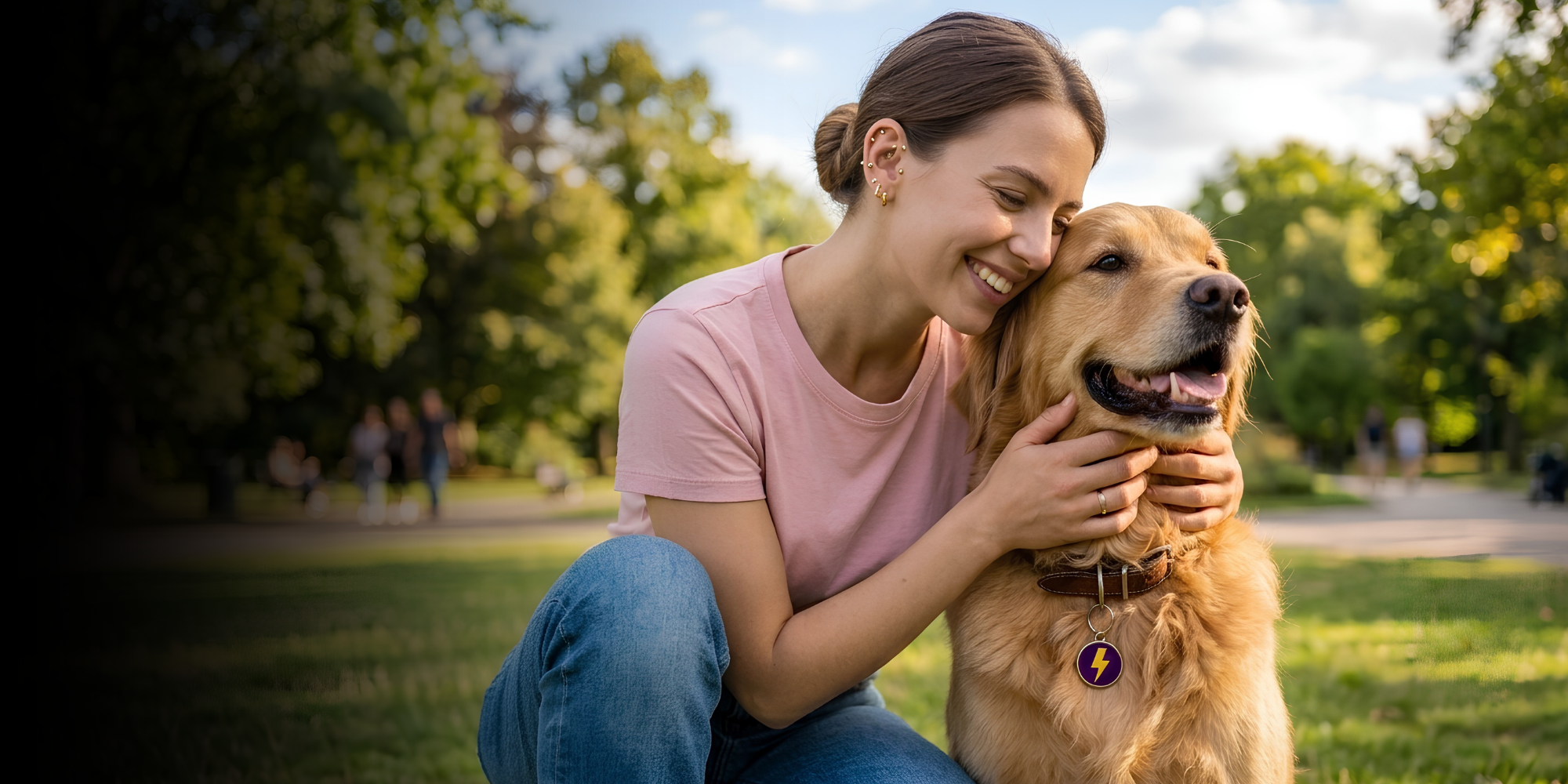 Chien portant la médaille connectée FurryID, retrouvé grâce au QR code