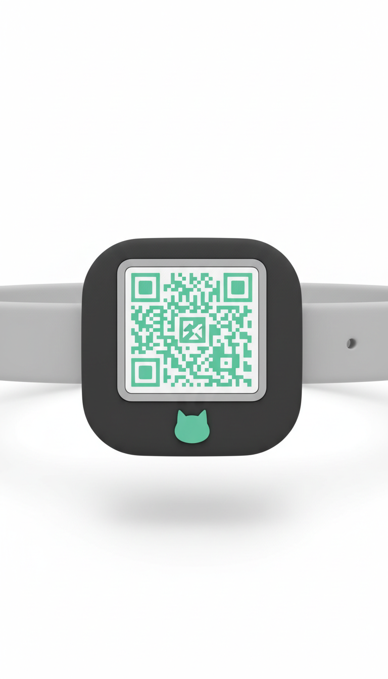 Médaille QR chat circuit menthe